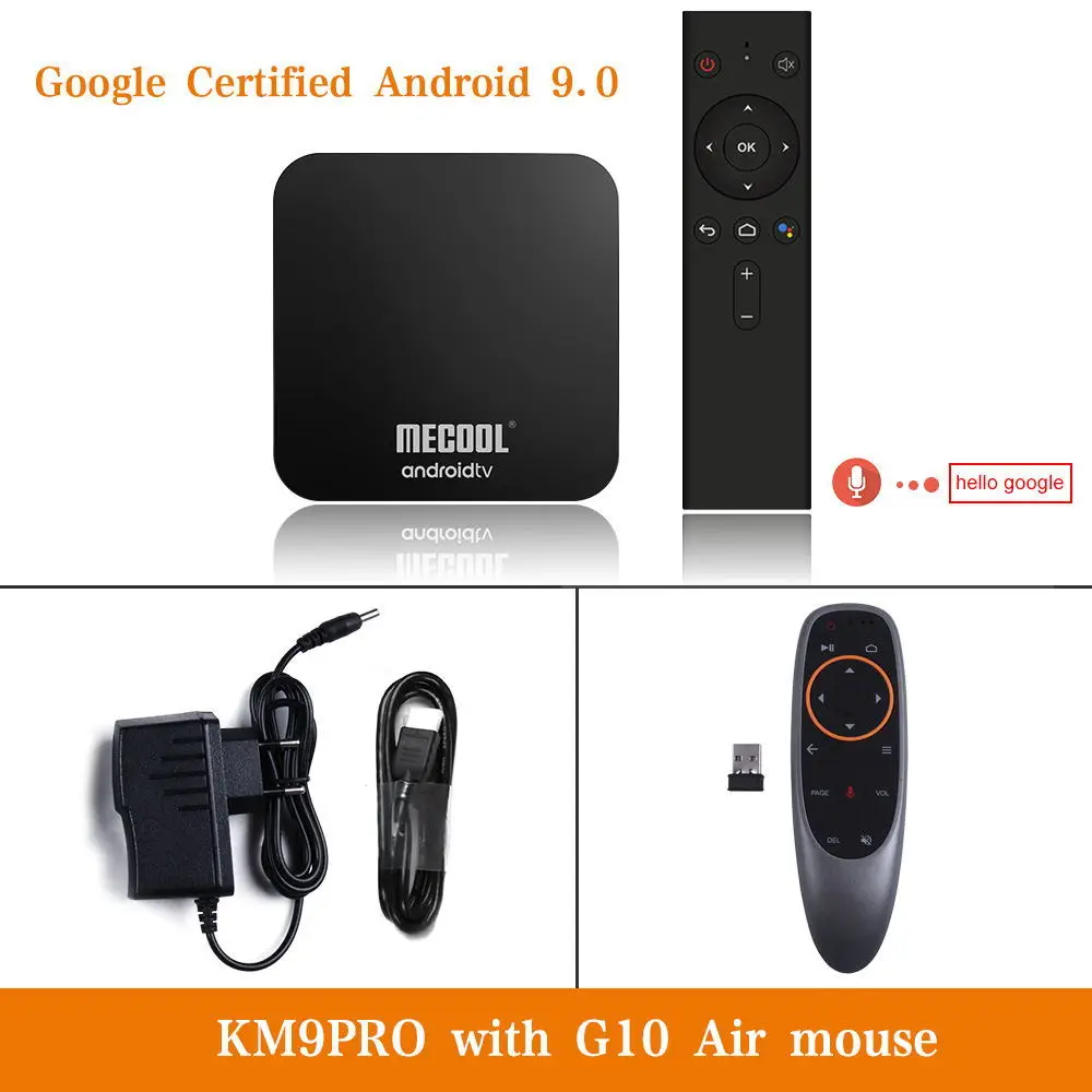 MECOOL 4G DDR4 128G 64G rom KM3 Android 9,0 ТВ-приставка Amlogic S905X2 2,4G/5G WiFi 4K BT Голосовое управление Google Certified tv Box - Цвет: KM9 pro 4G 32G G10