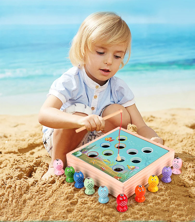 Детские деревянные игрушки, магнитные игры, рыболовные игрушки, детские 3D рыбки, Детские Ранние развивающие игрушки для улицы, забавные подарки для мальчиков и девочек