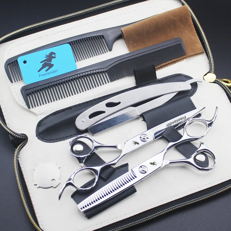6 inch Silver Japanese Hair Scissors Hairdressing Scissors Shaver and hairdressing scissors set