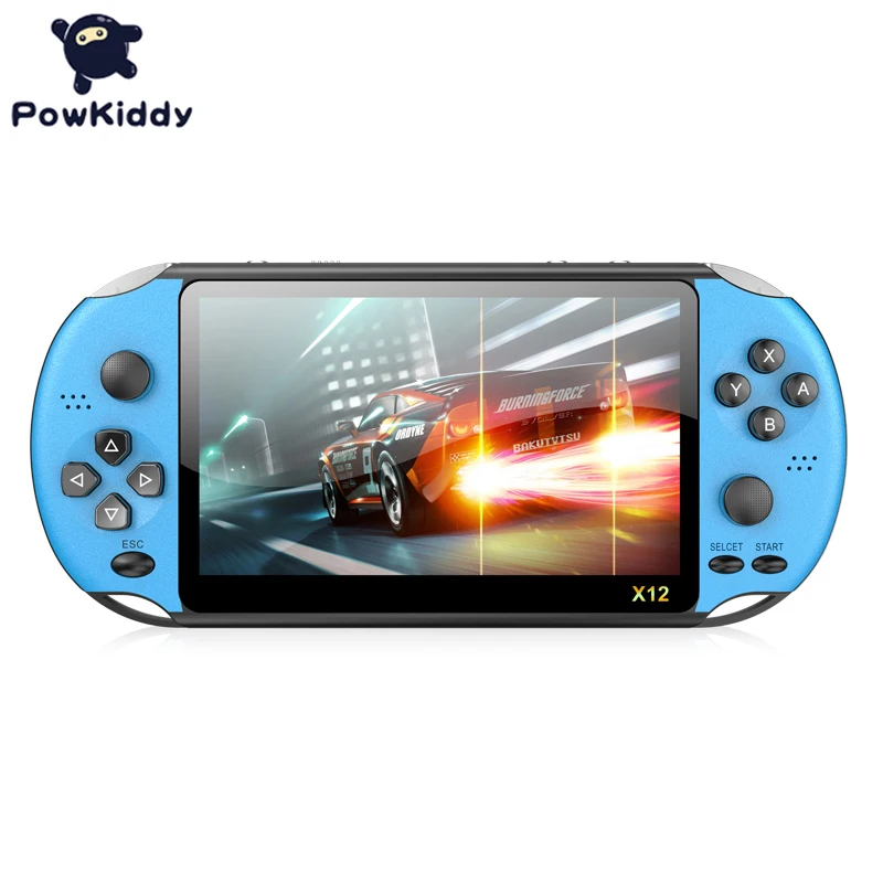 Powkiddy X12p портативная игровая консоль 8G 32/64/128 бит HD Цвет ЖК-дисплей Экран 3000+ игры малыш видео портативных игровых консолей Retro Портативный игровой плеер на ТВ - Цвет: blue