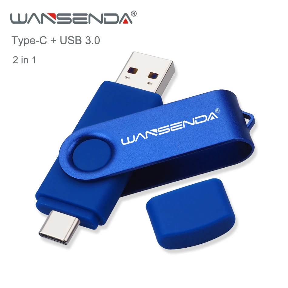 Wansenda-unidade Flash Usb Stick para Android tipo c e pc Pen Drive Usb 3.0 64gb 32gb 128gb 256gb