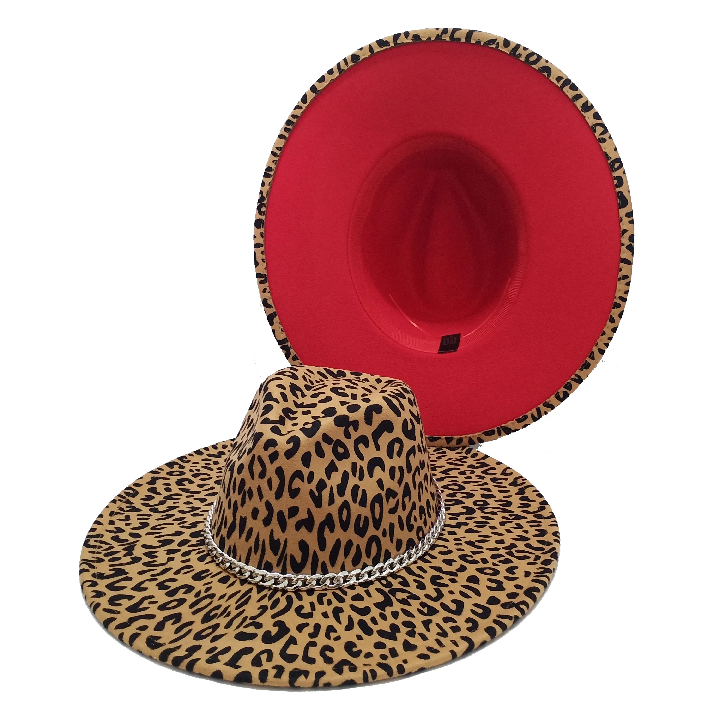 brown fedora Leopard Fedoras Hat For Women Unisex Water Drop Top Men Women Fall Winter Felt Hat Jazz Cap Church Hat Winter Autumn Wholesale small fedora hat