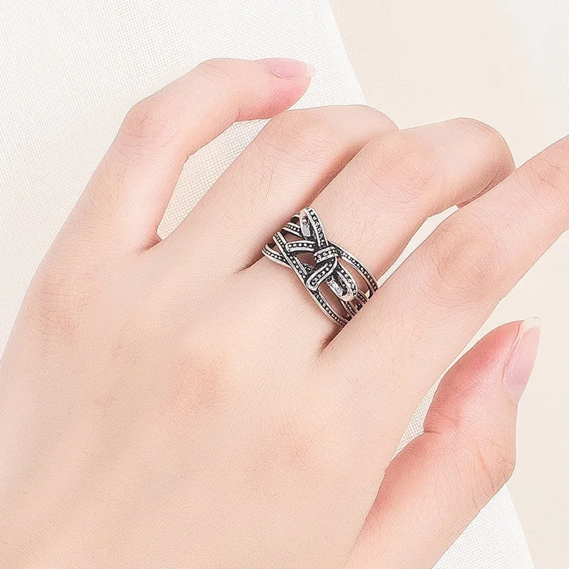 OMHXZJ,, RG81, Европейская мода, для женщин, девушек, для вечеринки, дня рождения, свадьбы, подарок, винтажное, с бабочкой, Открытое кольцо из серебра S925 пробы