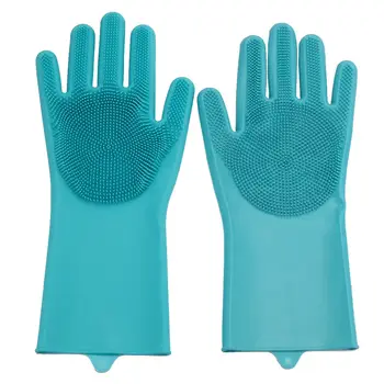 

1Pair Silicone Cleaning Gloves Blue Dish Washing Gloves Multifunction Cleaning Glove With Brush Household Cleaning Tools