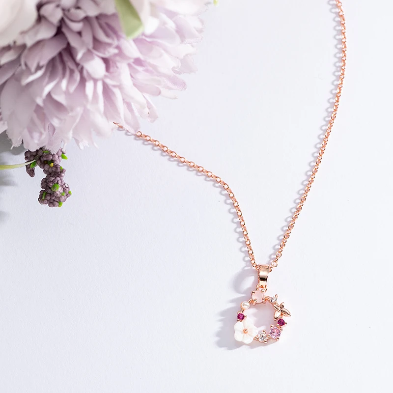Jewelry Sets Fashion Wedding Bridal Zirconia Women Romantic Shell Flower Choker Elegant Pearl Necklaces Earrings Bijoux Gift