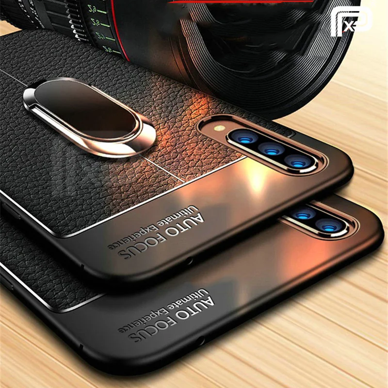 Кожаный чехол с текстурой для Xiaomi Mi 9 Lite магнитным кольцом мягкий силиконовый 9lite