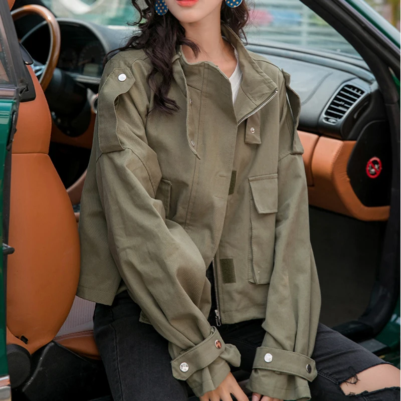 Женские куртки весенние женские однотонные пальто на молнии с длинным рукавом