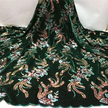 

2020 Christmas Dress New Design Velvet With Sequins African French Velvet Lace Fabric High Quality Nigerian Velvet Lace Fabric
