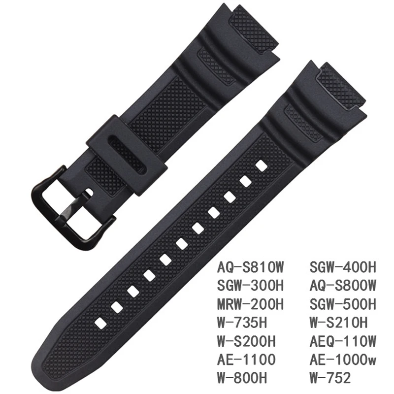 18mm Black Silicone Strap for Casio AE 1000w AQ S810W SGW 400H SGW 300H Rubber Watchband