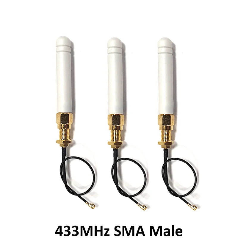 5 шт. 433 МГц Антенна 2.5dbi SMA мужской разъем 433 МГц antena небольшой размер резиновая антенна Lorawan+ 21 см RP-SMA/u. FL кабель для поросенка