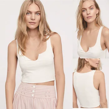 

Spring and summer women's top suspender pit stripe solid color vest Crop top female Tank tops women's camisoles for women