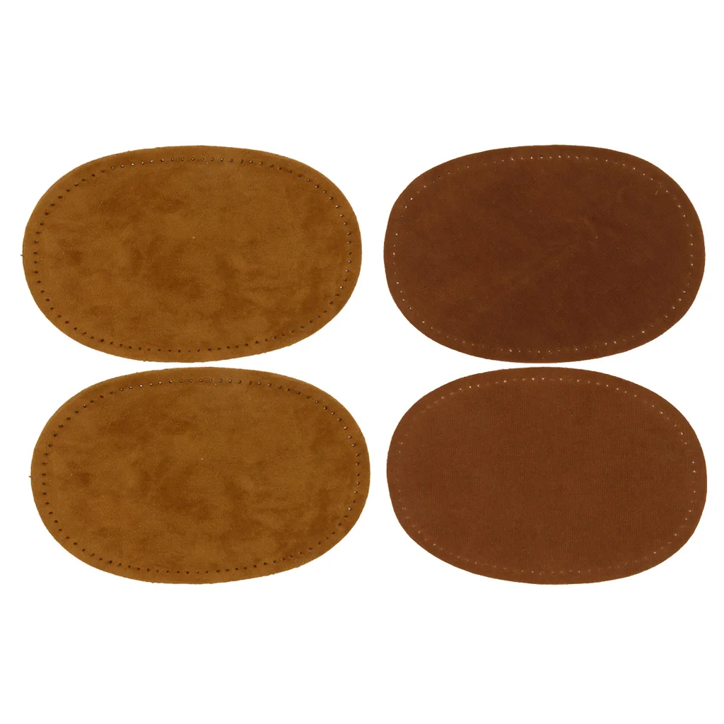 2 Colors Pairs Sew-On Suede Oval Elbow Knee Patches for Sweater Pants Repair Craft