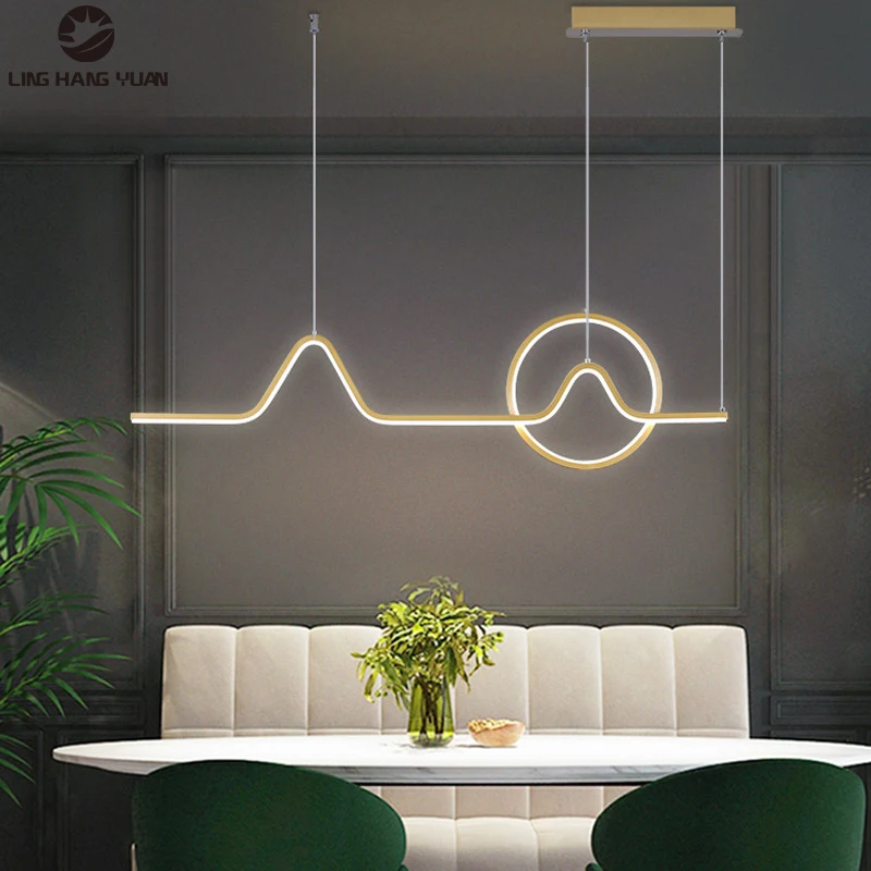 

Nordic Modern Led Chandelier Lustre L90cm Ceiling Chandelier Lighting for Dining room Kitchen Hanging Lamp Gold Black Luminaires
