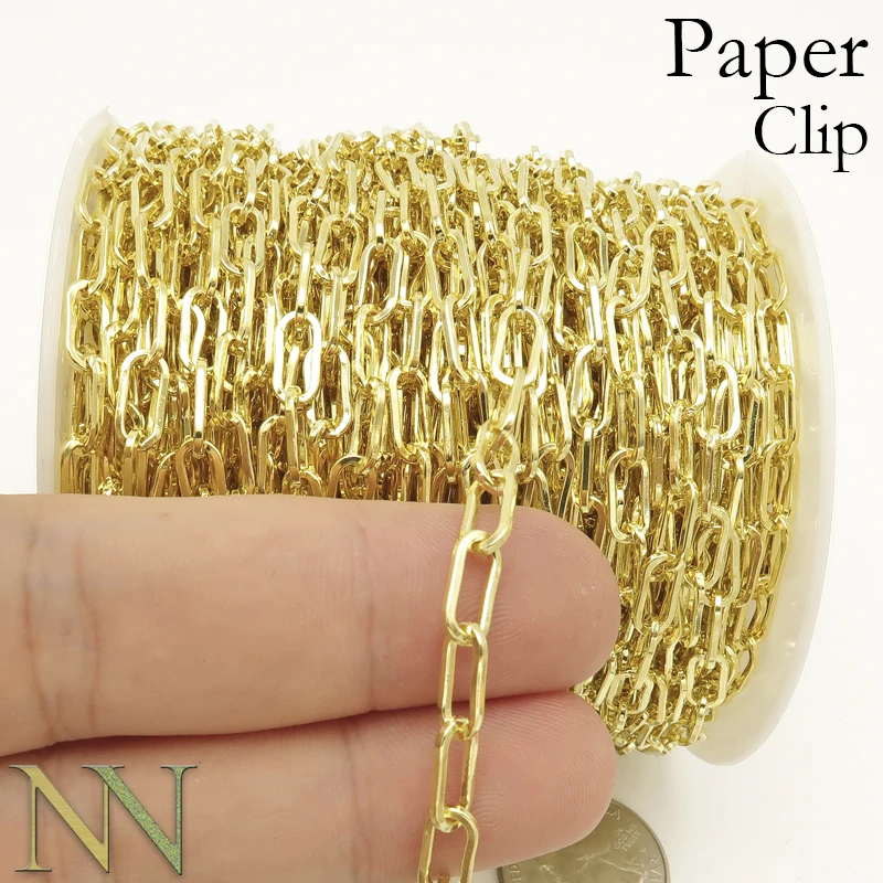 Bulk Paper Clip Chain Gold 14K Bronze 