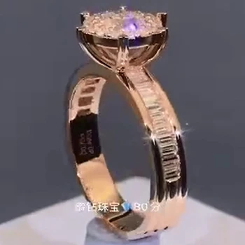 

0.8 Carat 18K Rose Gold Moissanite Diamond Ring Round Ladder Women Wedding Party Engagement Anniversary Ring 0.8 Ct VVS D Color