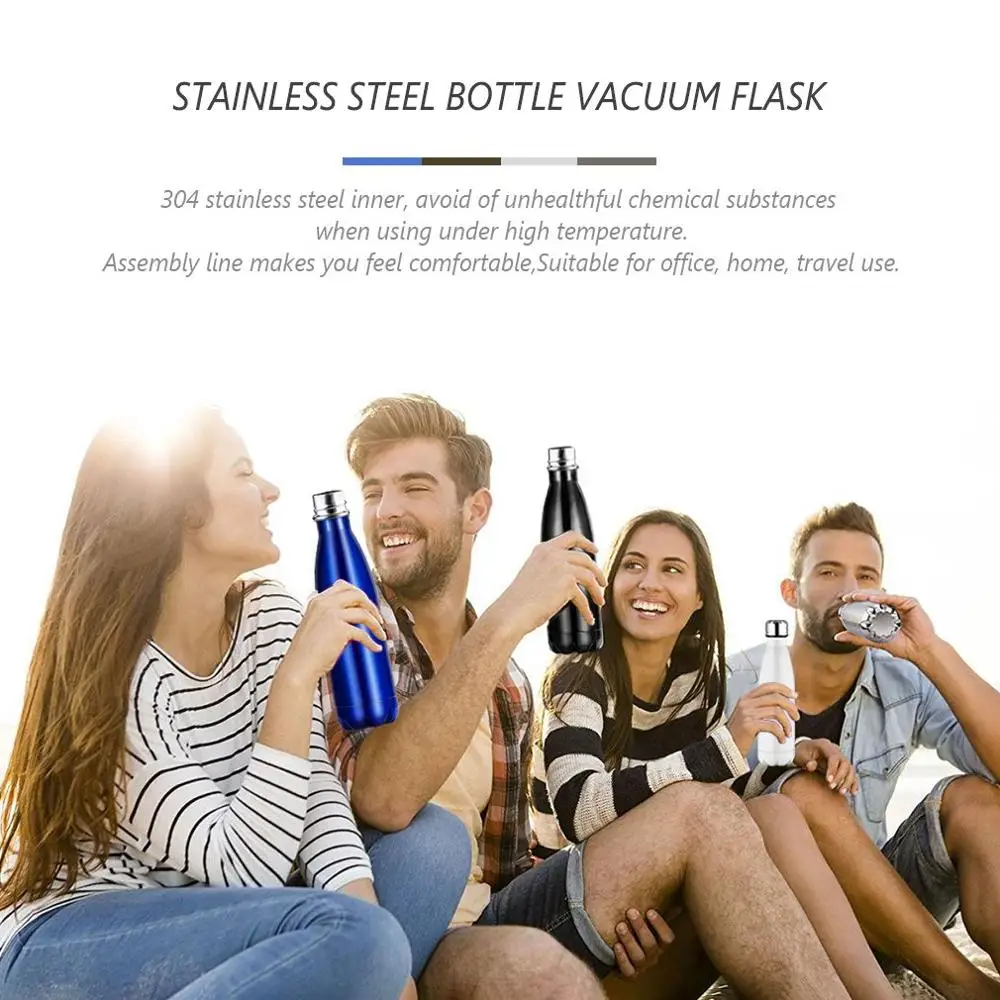 500ml Eco-Friendly Coffee Tea Bowling Insulated Stainless Steel Bottle Vacuum Flask Gift for office Home Travel Use