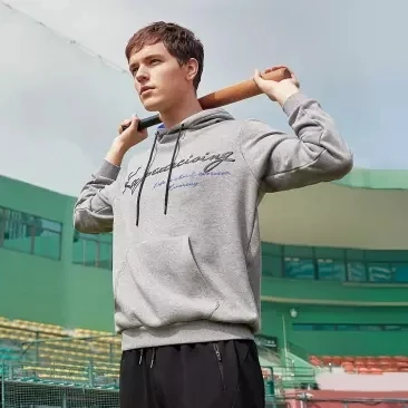 Xiaomi Fashion print Men's super soft velvet Contrast color Hooded sweater Soft and thick Autumn An