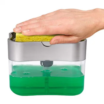 

Multiple-usage Kitchen 2in1 Pump Soap Dispensers W/ Sponge Holder For Dish Wash Liquid Container Cleaning Kit home accessories