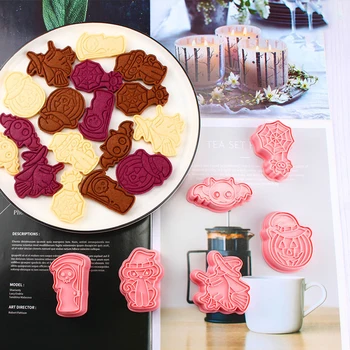 6pcs/set Halloween Cookie Cutters Mold Plastic Bakery Mold Cake Decorating Tools Baking Accessories Party Decoration