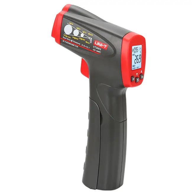 Black and red FINDAMAZE UT300S Ручной цифровой Бесконтактный ИК инфракрасный термометр Температура пистолет с ЖК-подсветкой - Цвет: Black and red