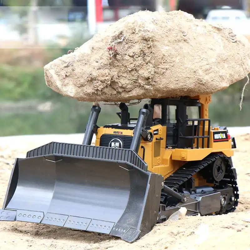 Huina 1569 caminhão de controle remoto 8ch rc bulldozer máquina no controle brinquedos do carro para meninos hobby engenharia novos presentes natal
