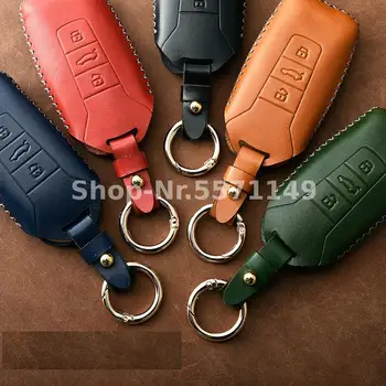 

Genuine Leather Car Key Cover Key Case Key Bag for Volkswagen Touareg 2018 2019 Fob Key Car-Styling