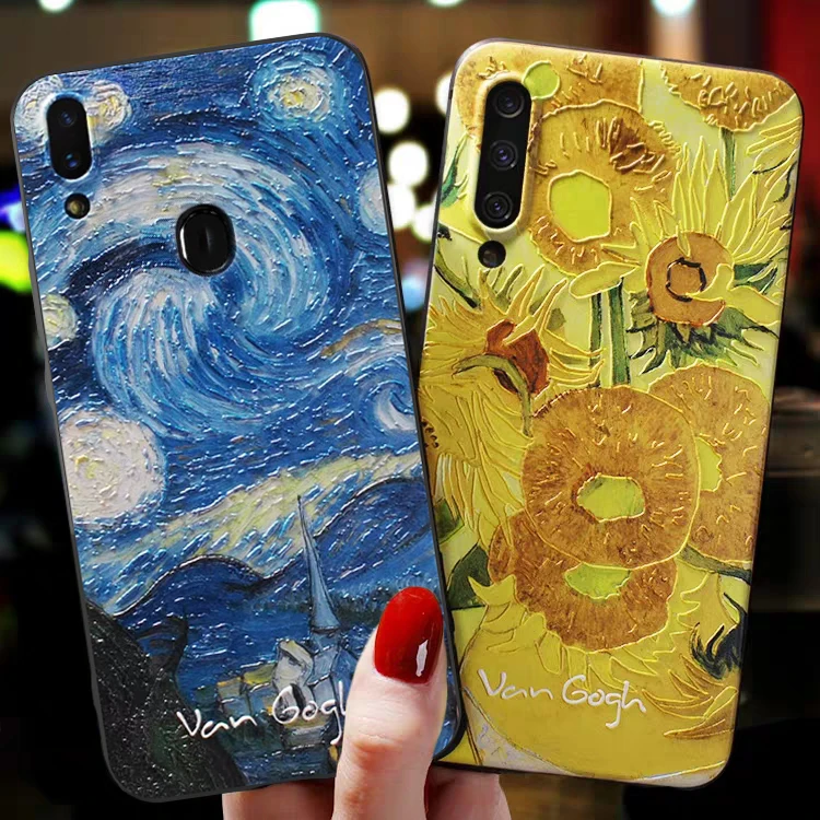 Чехол для телефона Samsung Galaxy A50 A40 A30 A20 A10 Coque искусство Звездная ночь цветок мягкий