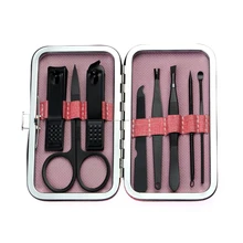 8 шт./компл. Многофункциональный комплект ножниц для ногтей из нержавеющей стали черный педикюр ножничный Пинцет маникюрный набор для дизайна ногтей инструменты ушной выбор