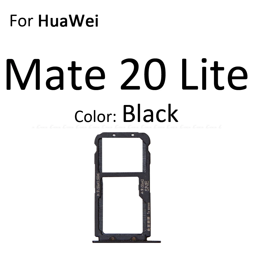 Micro SD sim-карта слот, разъем для лотка адаптер Коннектор кард-ридера для HuaWei mate 20 Pro X 20X Lite контейнер держатель запасные части - Цвет: For Mate20Lite Black