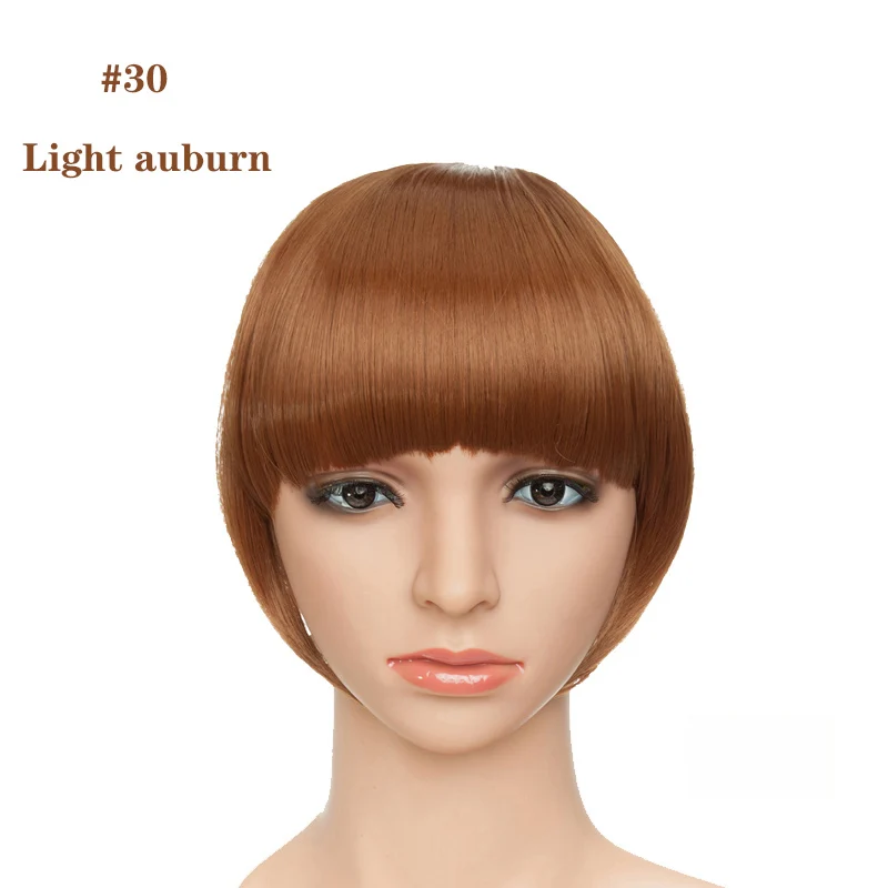S-noilite, 8 дюймов, синтетические волосы на заколках для наращивания, для женщин, спереди, затычки, бахрома, волосы, черный, коричневый, челка, 2 зажима, ins - Цвет: light auburn