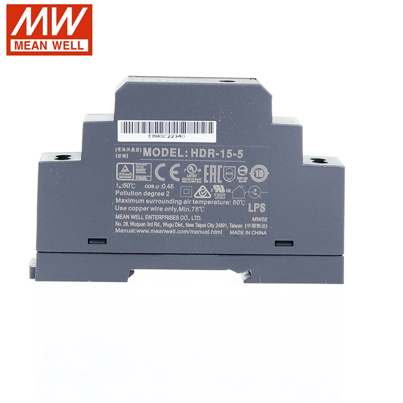 HDR-15-5 Meanwell импульсный источник питания 110 В/220 В переменного тока в 5 постоянного а