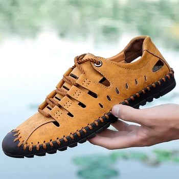 

Summer Men's Shoes Leather Breathable Moccasins Casual Loafers High Quality Male Comfortable Soft Driving Footwear Plus Size 46