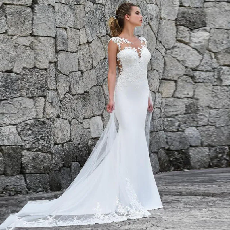 Vestido De Noiva Турция декольте с кружевными аппликациями Тюль свадебное платье на заказ свадебное платье