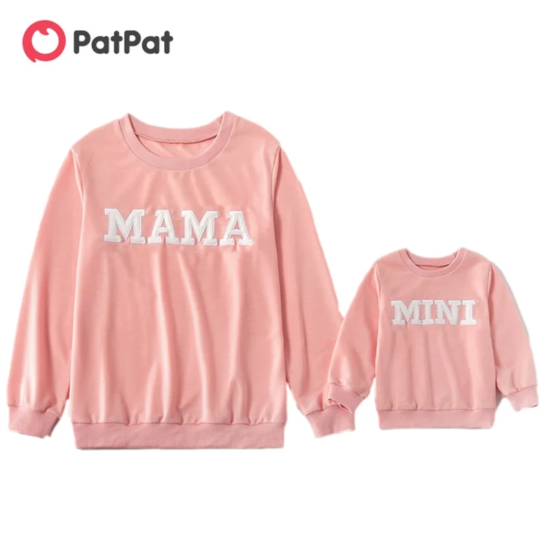 Big Deal PatPat New Arrival Autumn and Winter Letter Print Pink Sweatshirts for Mom and Me Family 6n95BQO738X