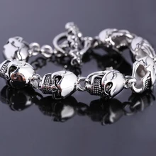 Панк-рок мужской браслет с черепом