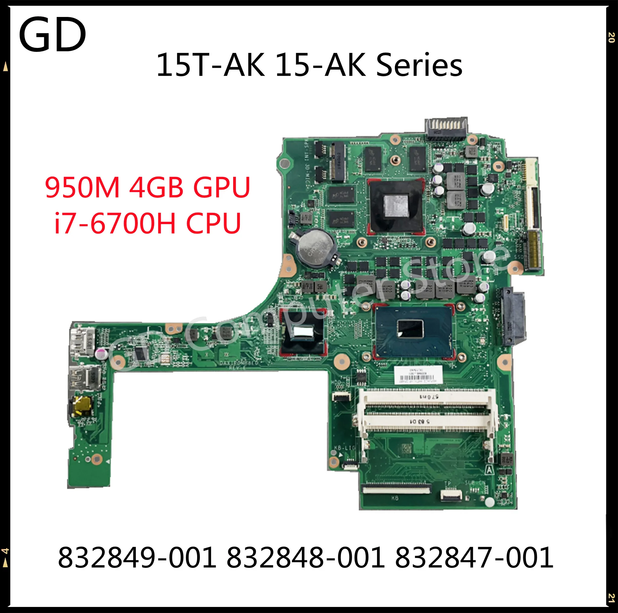 GD для HP 15T-AK 15-AK Series TPN-Q159 материнская плата ноутбука 832849-001 832848-001 832847-001 950M 4 Гб GPU