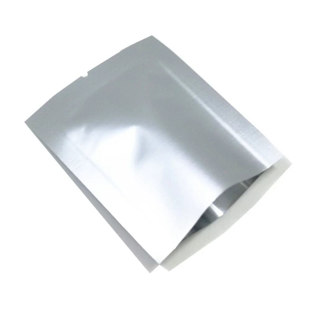 

200Pcs/ Lot Silver Open Top Heat Sealable Food Snacks Packaging Pouch Pure Aluminum Foil Smell Proof Sample Mylar Bag for Candy