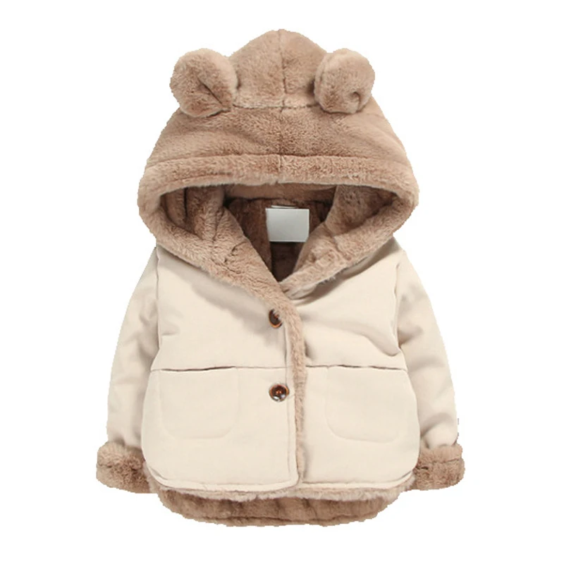Осенне-зимняя детская флисовая мягкая куртка с капюшоном и рисунком; бархатное пальто для маленьких мальчиков; Верхняя одежда для новорожденных девочек; зимняя одежда для малышей