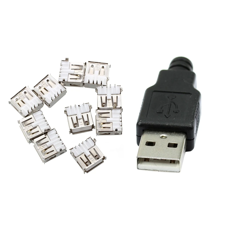 20 шт. разъем: 10 Тип USB-сокет с углом 90 градусов Гнездовой разъем и USB плоский супер