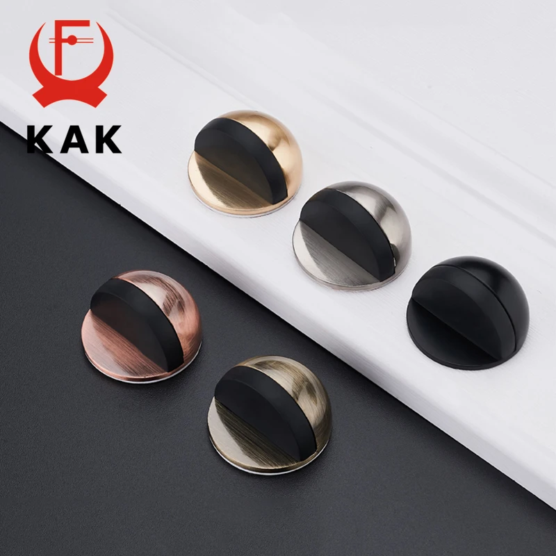 Zinc Alloy Rubber Door Stopper Non Punching Sticker Hidden Door Holder Catch Floor Mounted Nail-free Stop Hardware