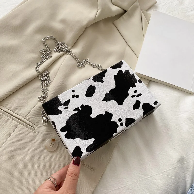 

New Fashion Casual Cow Texture Chain Shoulder Bag Messenger Bag Ladies Small Square Bag Handbag
