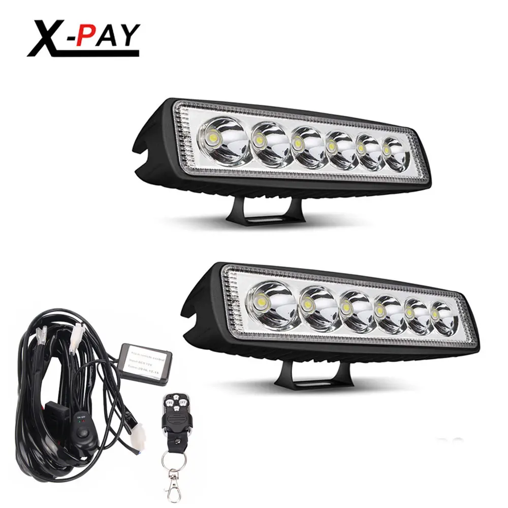 2 個 18 ワット 6 インチスポット Led ワークライトポッド単一行オフロード Led ライトドライビングライトフォグランプライトボート