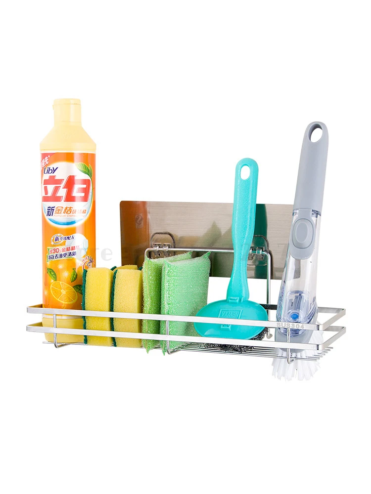 

Put detergent leachate hanging basket on top of kitchen window shelf sink to avoid punching