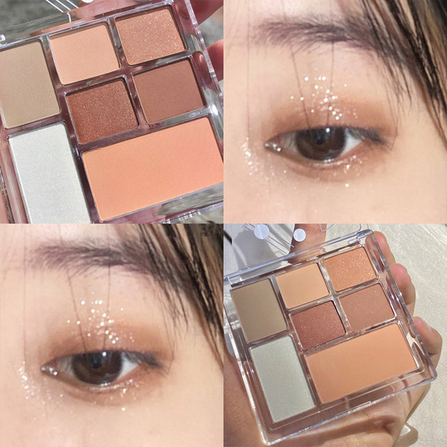 Pressed Matte 7 Glitter Eyeshadow Palette Waterproof Long-lasting Eyeshadow Pigment Diamond Shimmer Nude Shiny Makeup