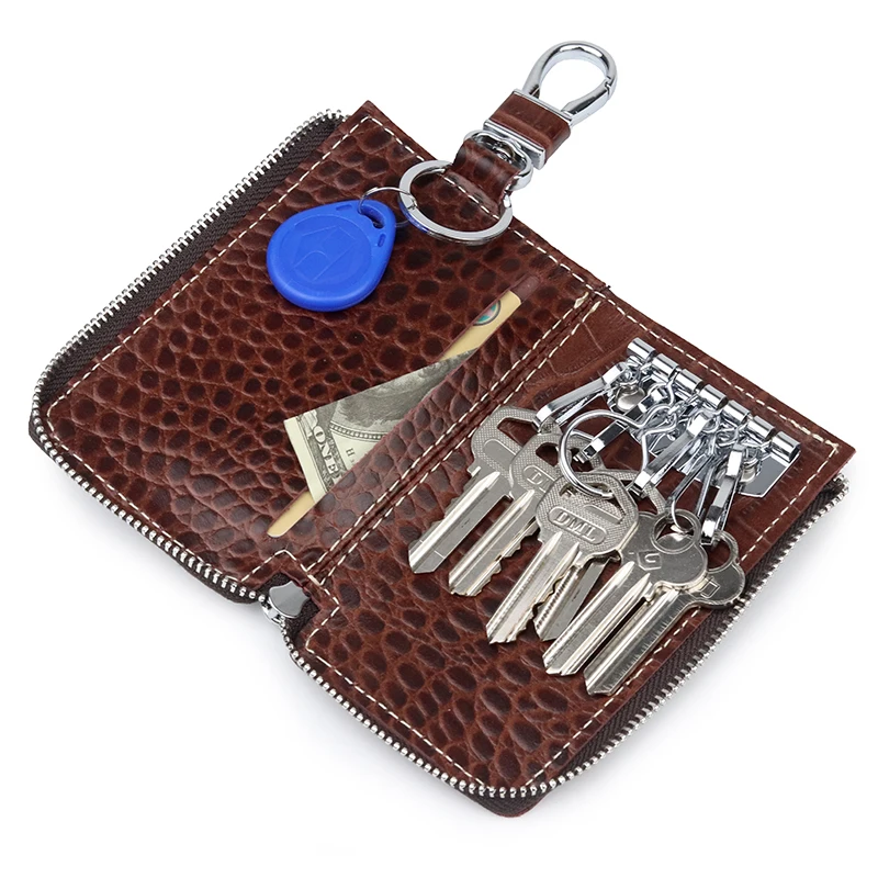 Кожаная мужская сумка для ключей с масляным воском из воловьей кожи, поясная сумка для ключей, ретро Повседневный Кошелек для монет, держатель для карт