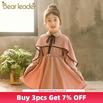 

Bear Leader Children Autumn New Casual A-Line Girls Fashion Batwing Sleeve Cute Dress Kids Soild Turn-down Collar Princess Dress