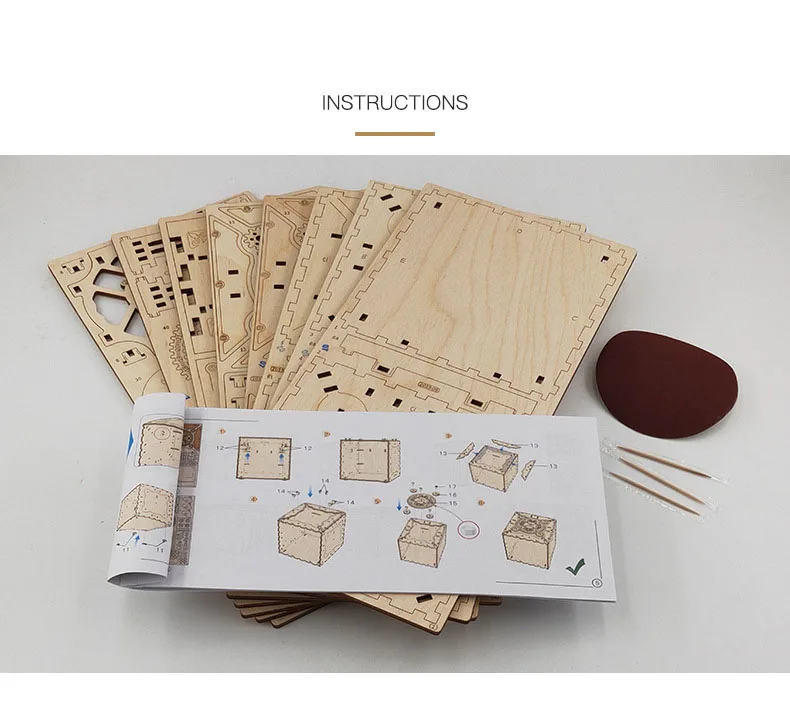 Mecânico de Madeira Caixa de Senha Presente para Namorada Uguter Modelo Tridimensional Puzzle Criativo Montado Jóias 3d 4 Quebra-cab.