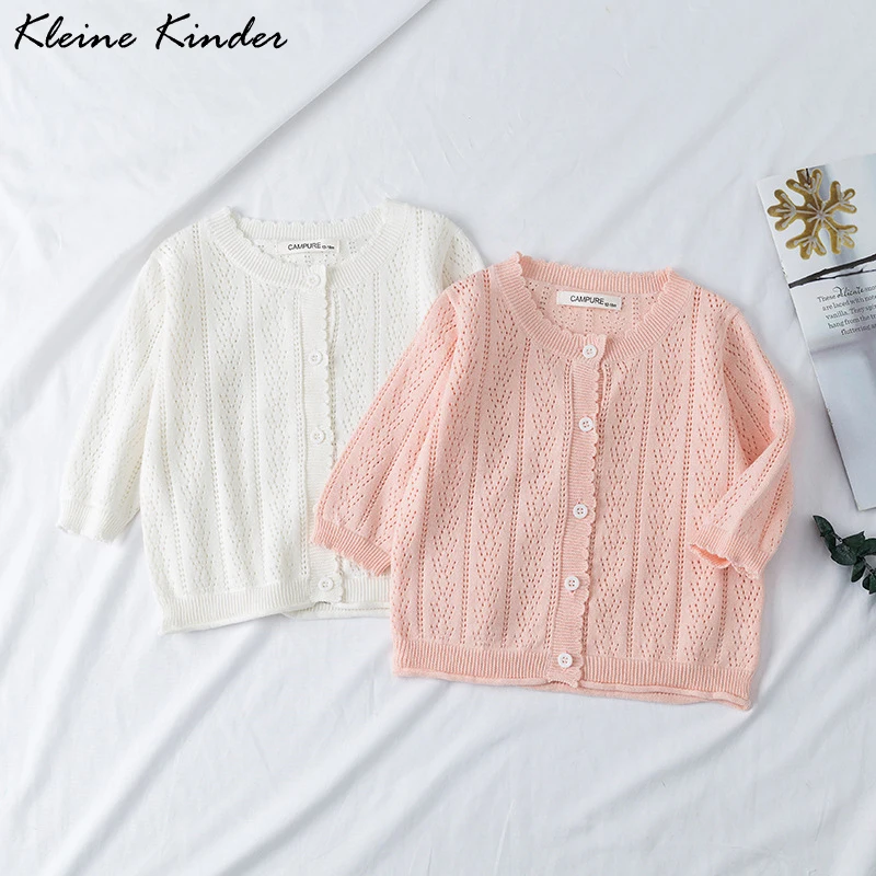 

Baby Cardigan Knitted Jacket Baby Girl Sweater Coat Girls Cardigans Summer Spring Breathable Hollow Coat Beach Sunscreen Tops