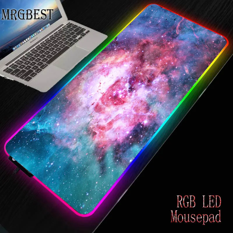 Игровой коврик для мыши MRGBEST звездное небо RGB большой компьютерный с выдвижной