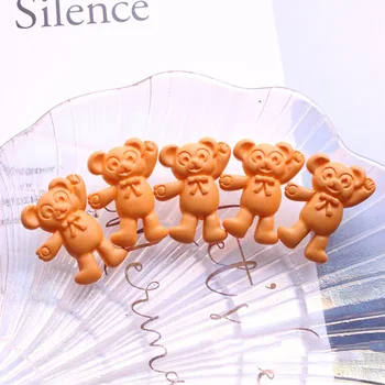 

20Pcs/lot Kawaii Simulation Bear Biscuit Flatback Resin Cabochons for Phone Case Decoration Parts DIY Scrapbooking Accessories